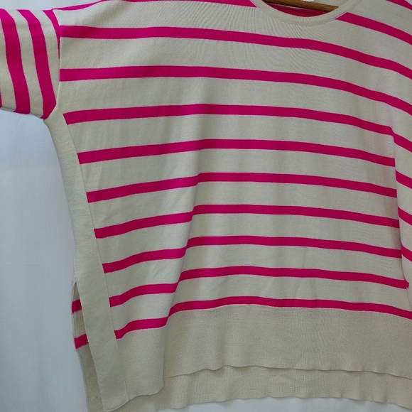 MERSEA Amour Striped Sweater Heart Elbow Patches Women's OSFA Tan Pink Red - Picture 5 of 7